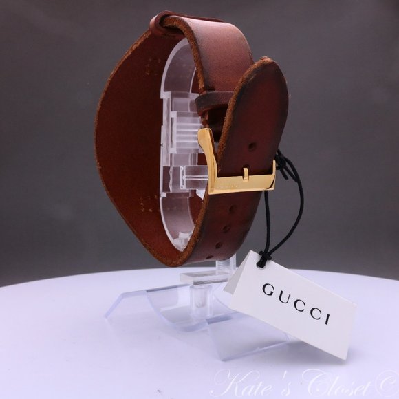 GUCCI Gucci Goldstone Stainless Steel Leather Cuff